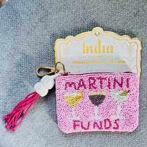 Handmade “Martini Funds” Beaded Coin Pouch – Tassel Keychain Pouch